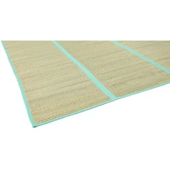Natte de plage 2 personnes Funky paille naturel et vert 180x180cm