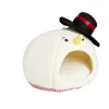 Niche chien ou chat forme tête bonhomme de neige blanc Ø41cm