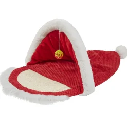 Niche pour chat en forme de bonnet de Noël