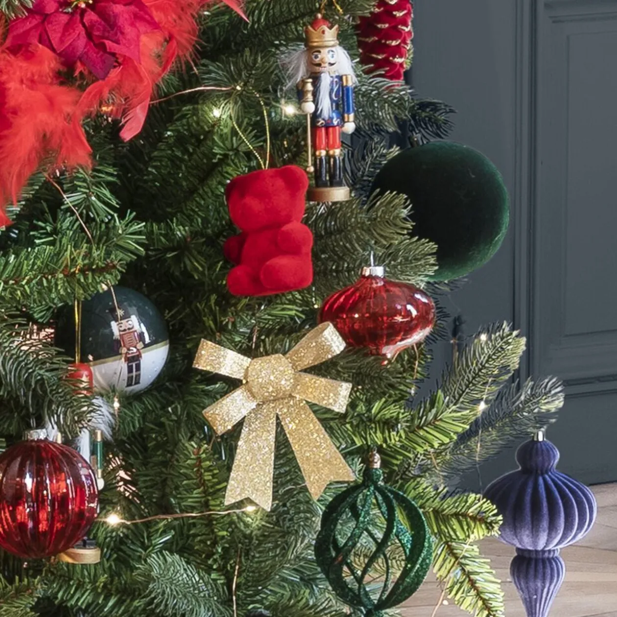 Noeud de Noël doré à suspendre x3