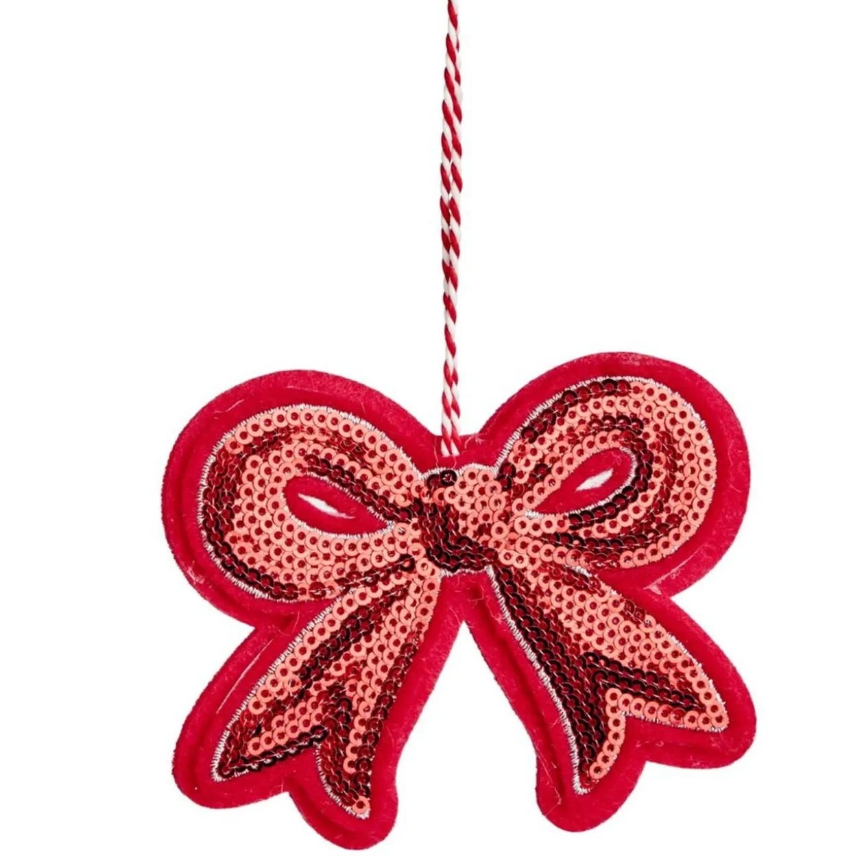 Noeud de Noël à sequins à suspendre H9cm (3 modèles)