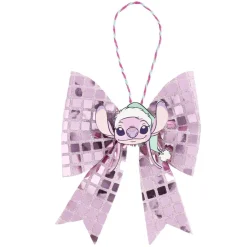 Noeud de Noël Stitch mini finition sequin à suspendre 13cm (2 modèles blanc ou rose)