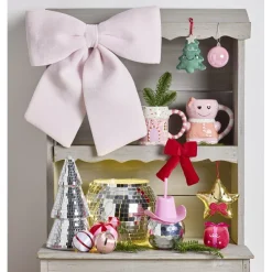 Noeud de Noël velours rose poudré grand modèle 40x40cm < Gifi Hot