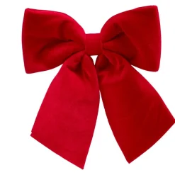 Noeud de Noël XL velours rouge à suspendre H40 cm