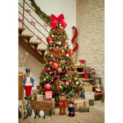 Noeud de Noël XL velours rouge à suspendre H40 cm
