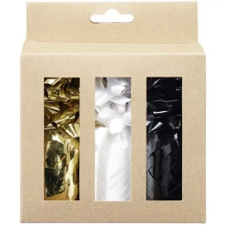Noeud métallisé x9 avec bolduc x3 doré blanc noir