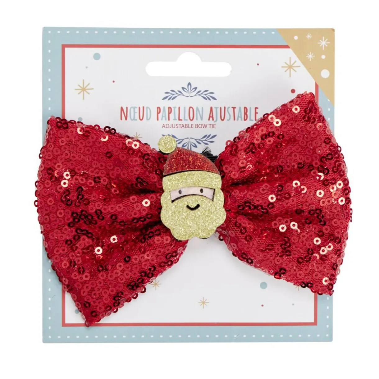 Noeud papillon Noël ajustable pailleté 8x12cm (2 modèles rouge ou vert) < Gifi Outlet