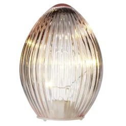 oeuf décoratif lumineux à LED en verre Ø7,5xH10cm (4 modèles)