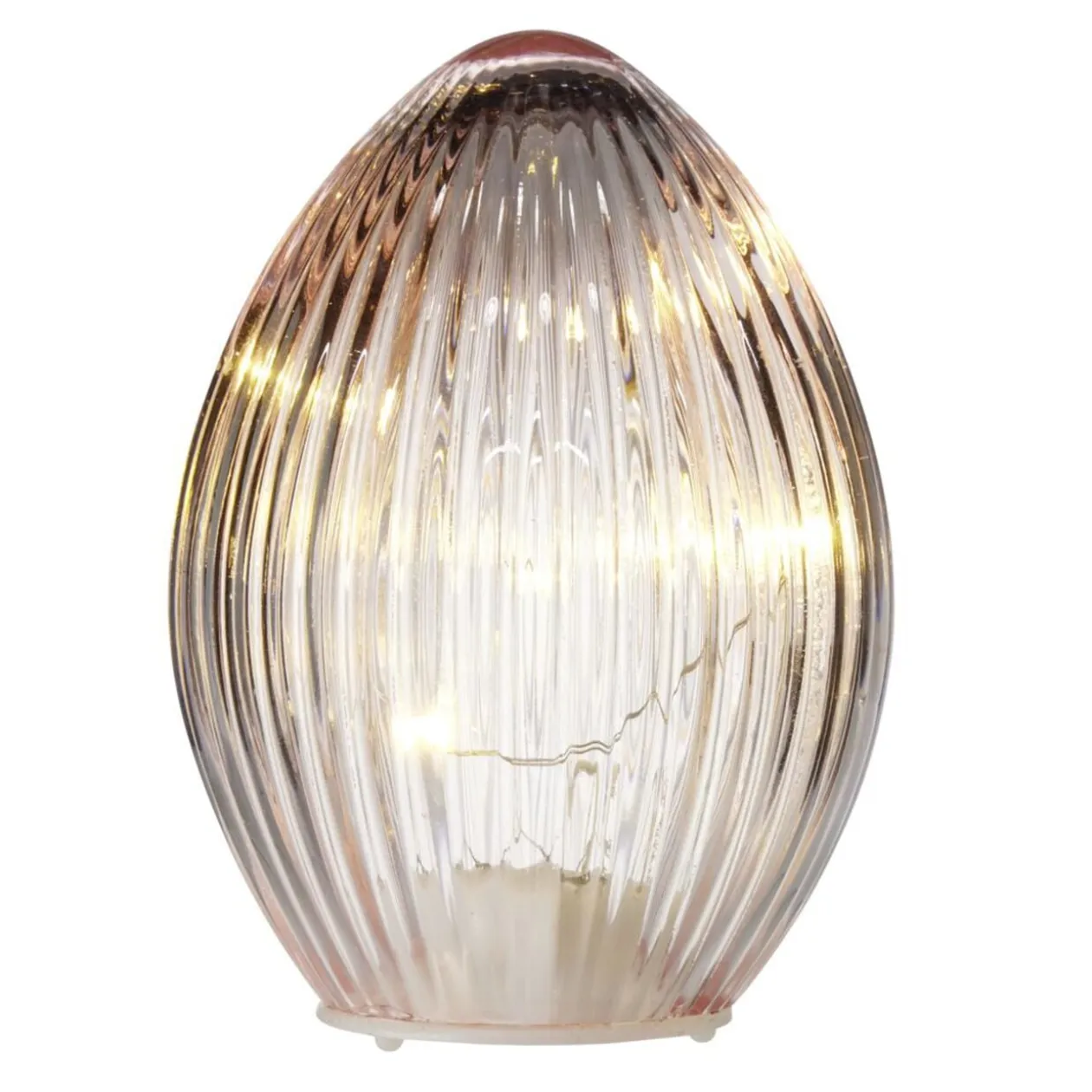 oeuf décoratif lumineux à LED en verre Ø7,5xH10cm (4 modèles)