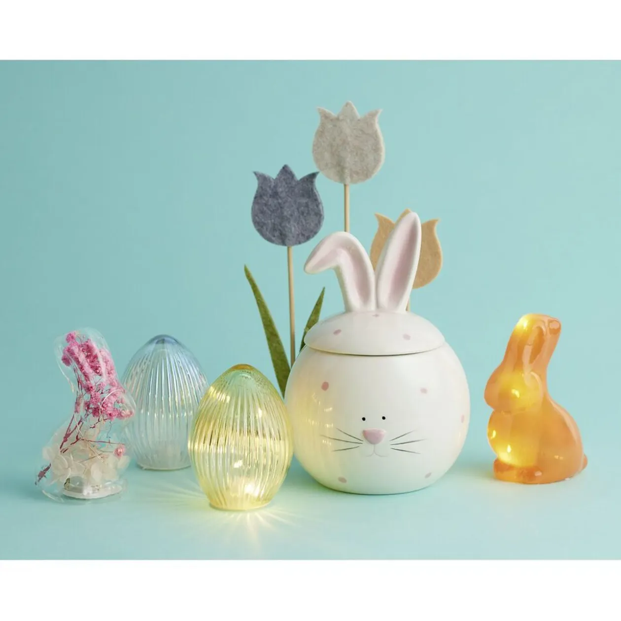 oeuf décoratif lumineux à LED en verre Ø7,5xH10cm (4 modèles)