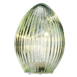 oeuf décoratif lumineux à LED en verre Ø7,5xH10cm (4 modèles)
