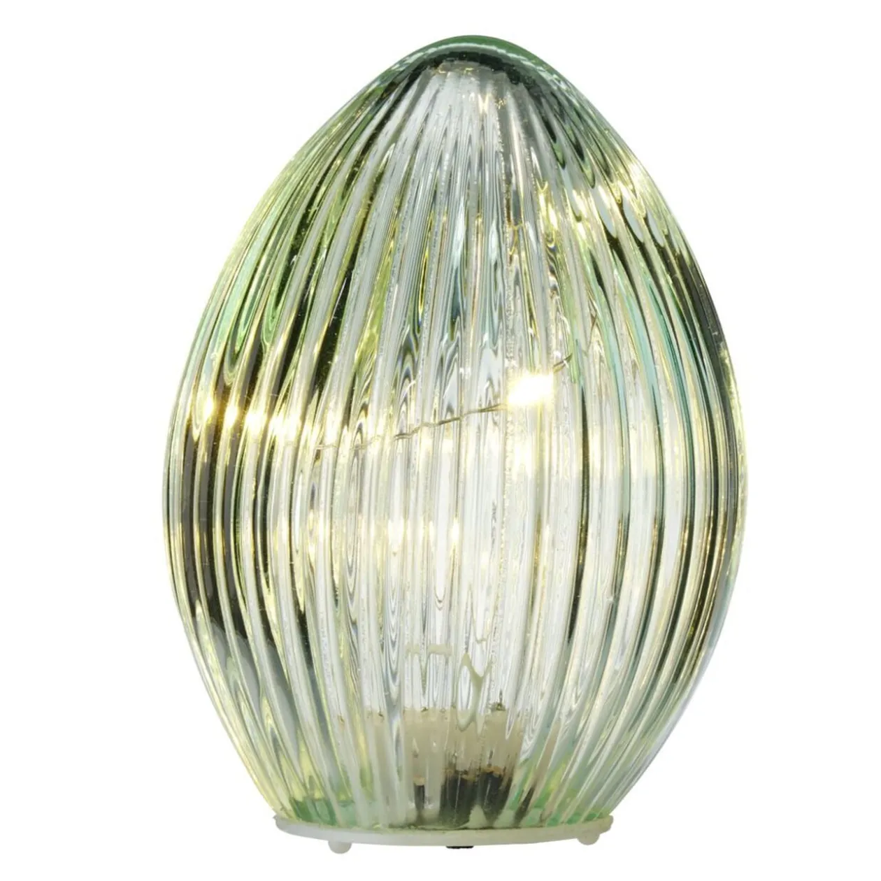oeuf décoratif lumineux à LED en verre Ø7,5xH10cm (4 modèles)