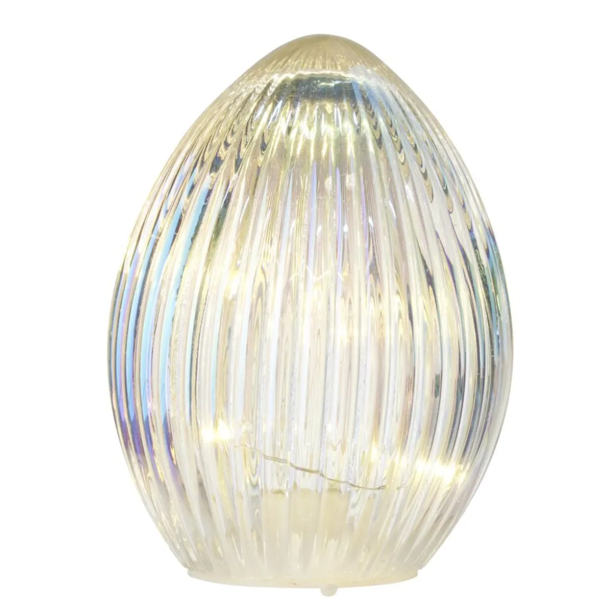 oeuf décoratif lumineux à LED en verre Ø7,5xH10cm (4 modèles)