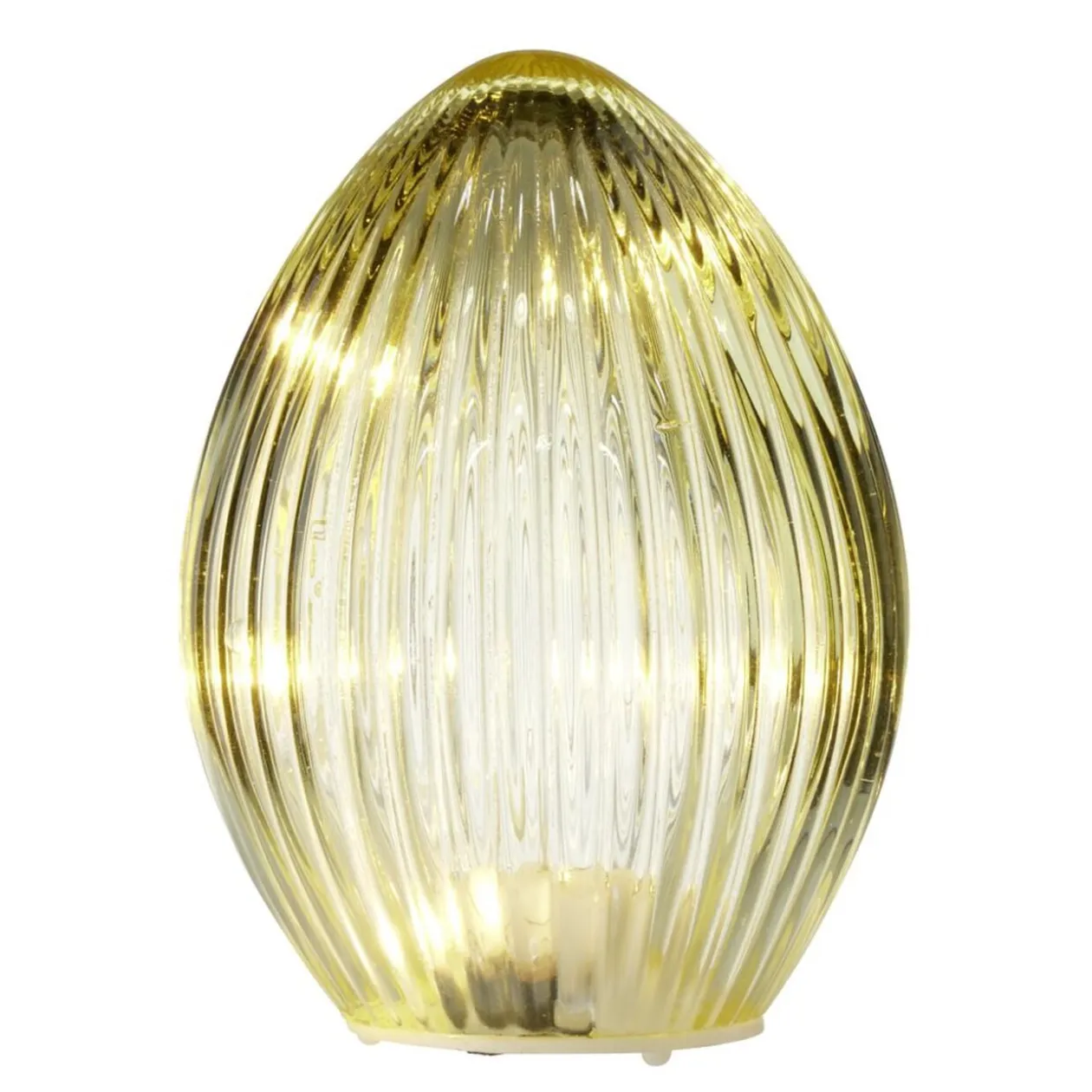 oeuf décoratif lumineux à LED en verre Ø7,5xH10cm (4 modèles)