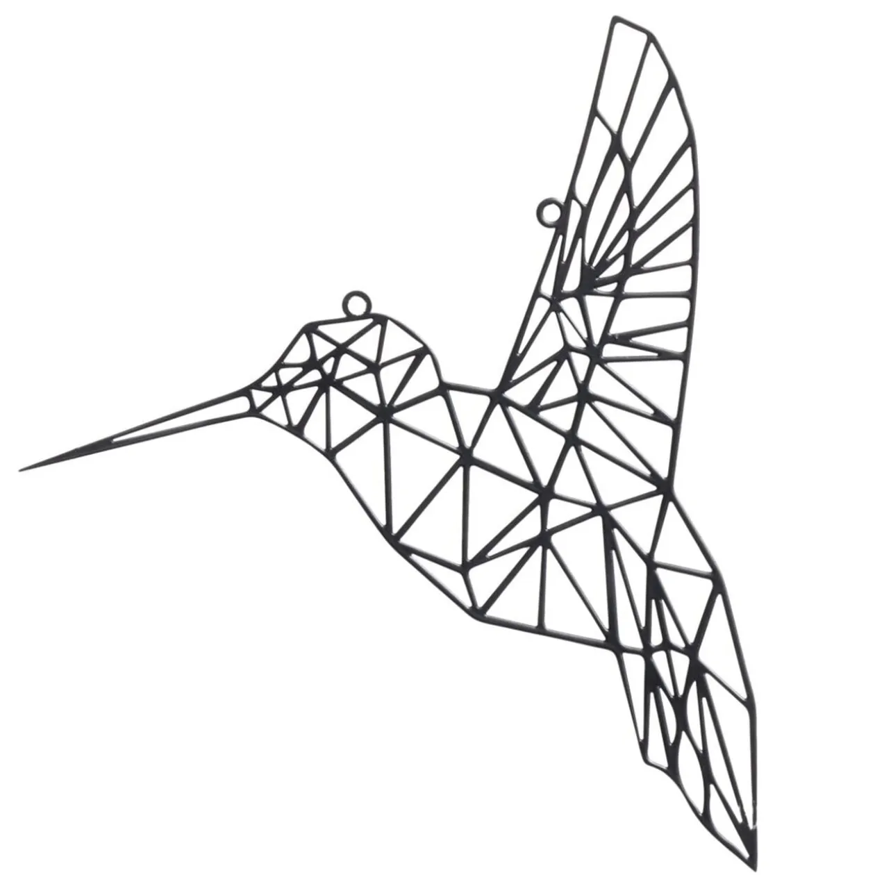 Oiseau design origami à suspendre métal ajouré noir L25xH22cm