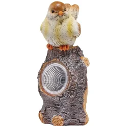 Oiseau solaire décoratif sur bois H20cm