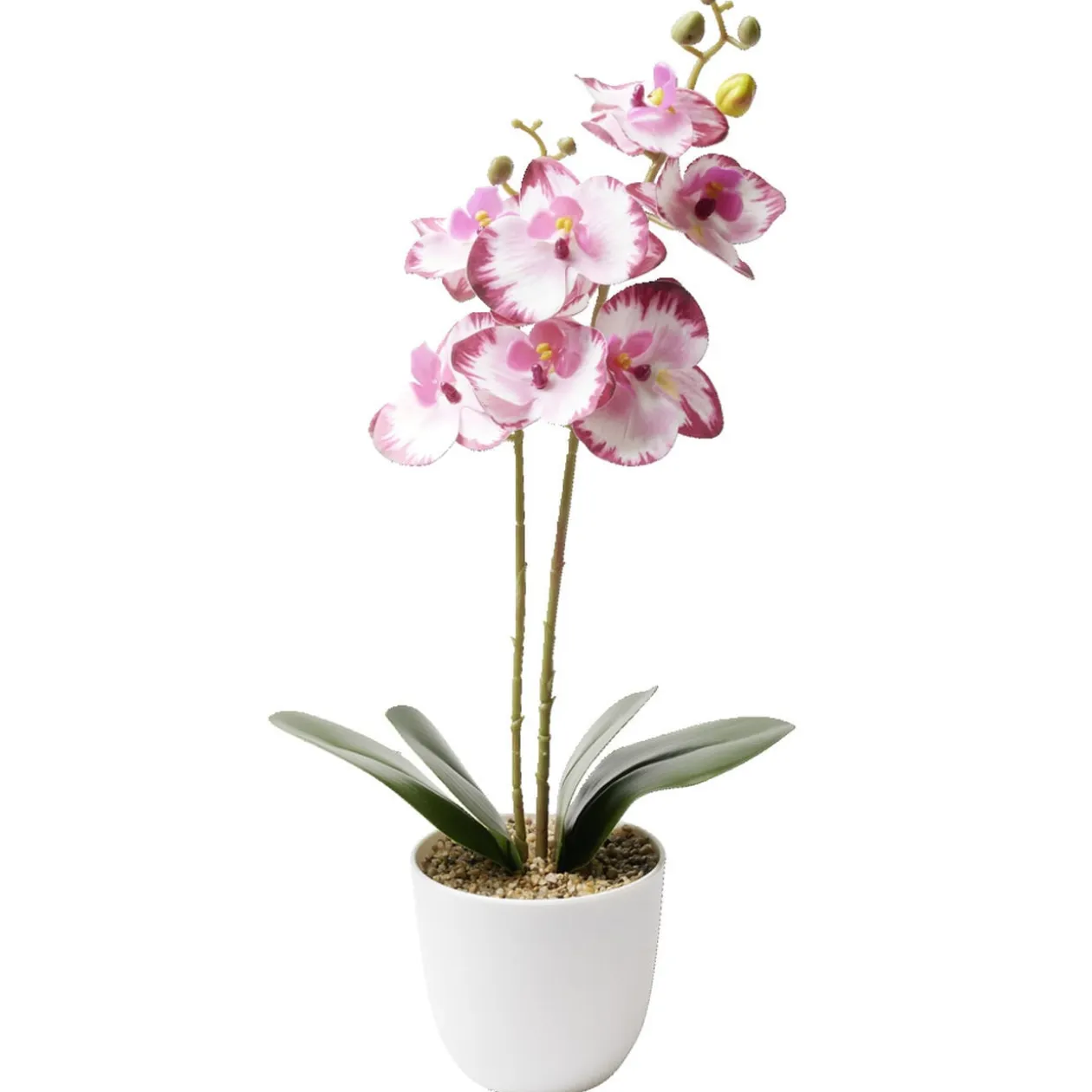 Orchidée artificielle dans pot blanc Ø11,5xH46cm (3 modèles)