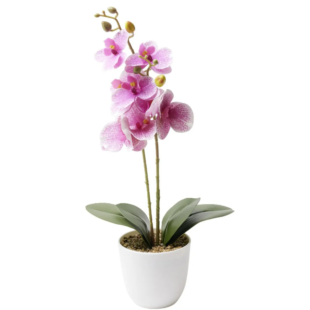 Orchidée artificielle dans pot blanc Ø11,5xH46cm (3 modèles)