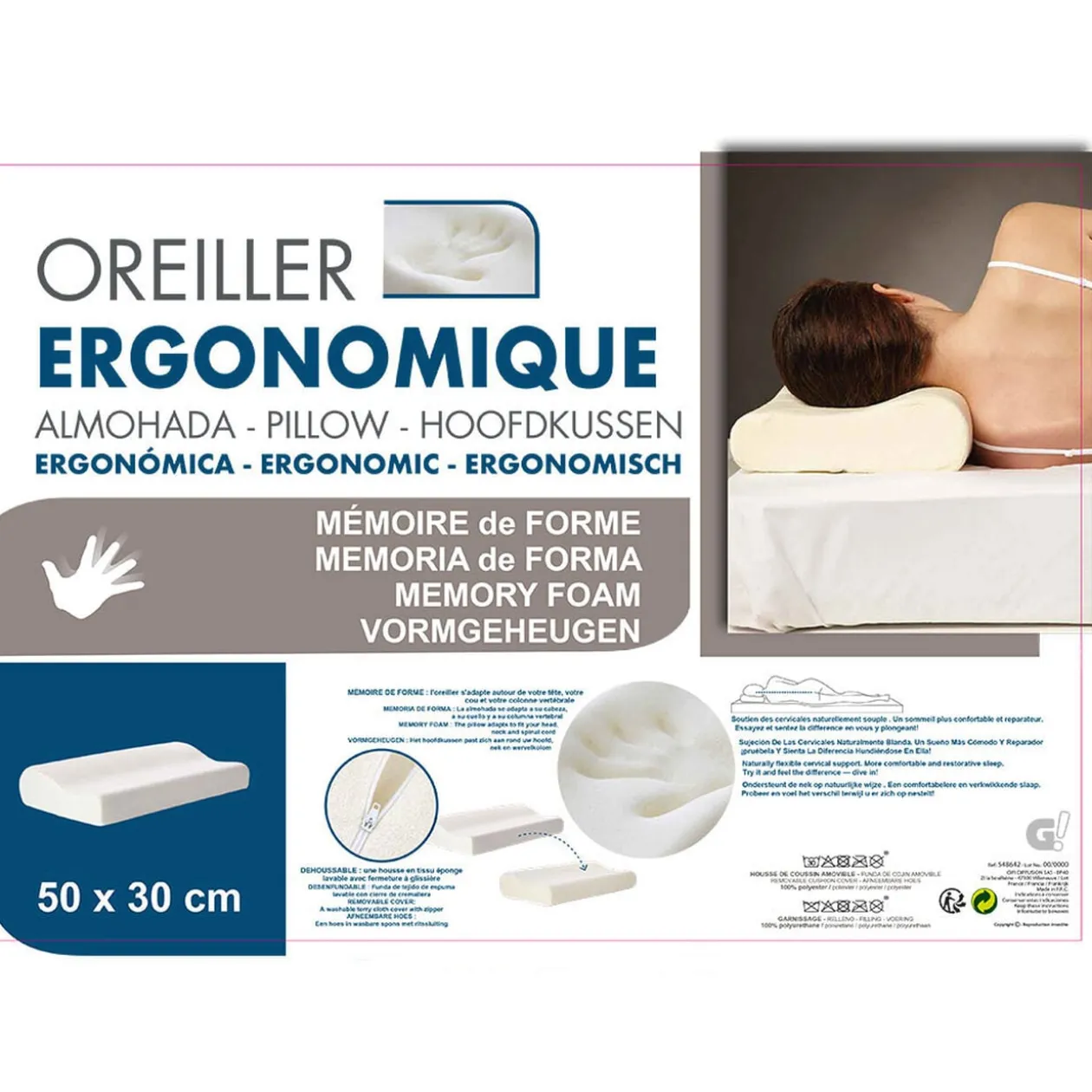 Oreiller ergonomique à mémoire de forme