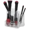 Organisateur 3 compartiments transparent pour pinceaux et maquillage