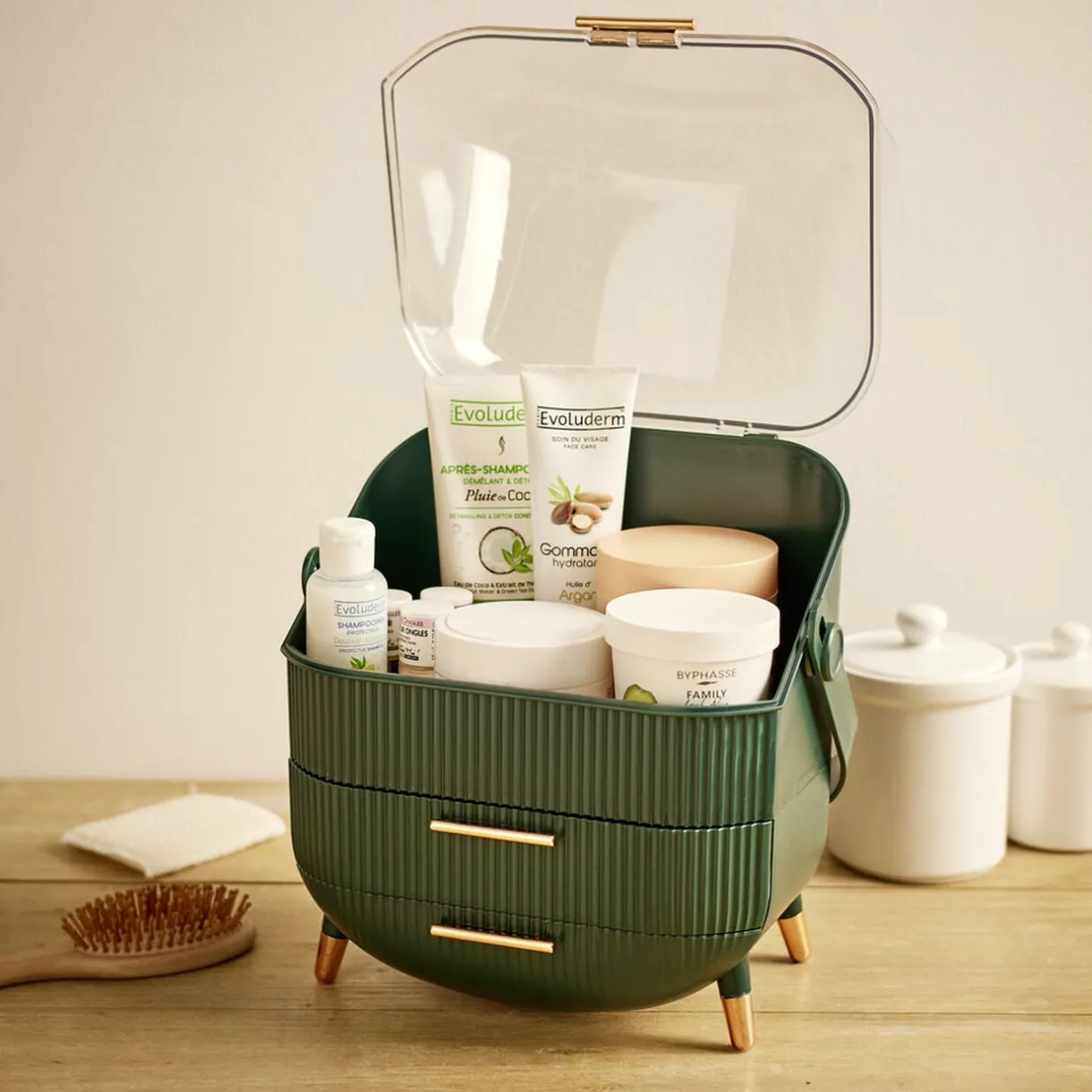 Organisateur cosmétiques 1 compartiments et 2 tiroirs 28,6x18,5xH37cm (2 modèles) < Gifi Best