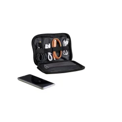 Organisateur de câble pochette zippée noire 19x14cm