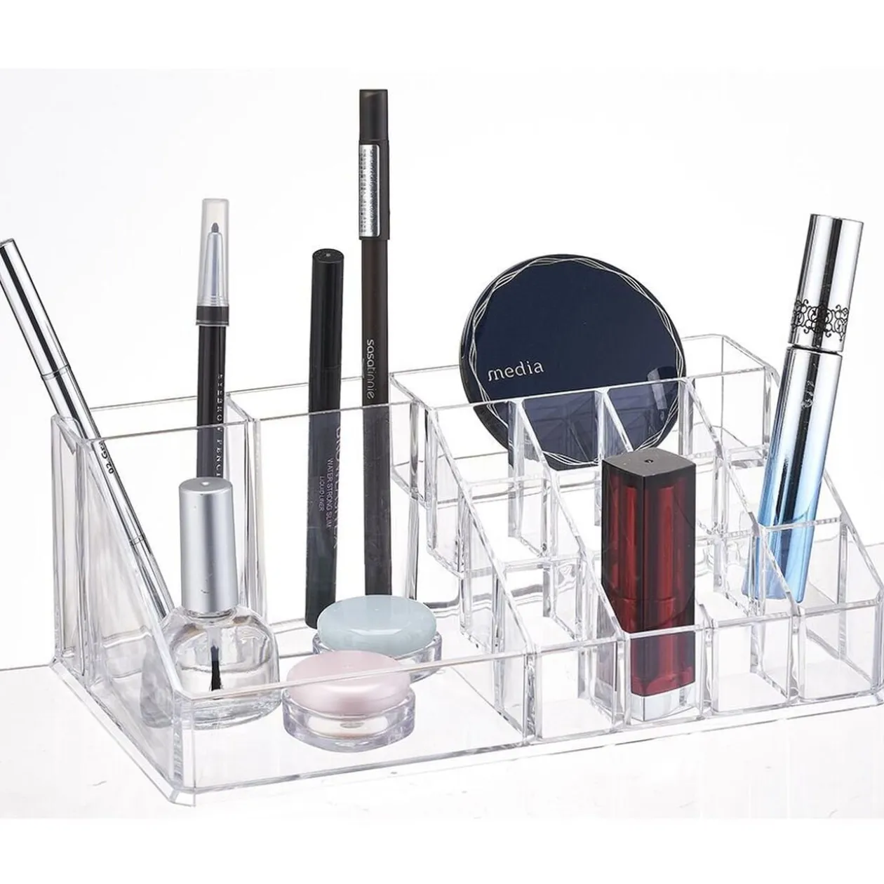 Organisateur transparent pour cosmétiques et pinceaux de maquillage