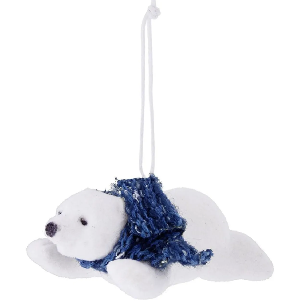 Ours blanc avec écharpe à suspendre 9x7xH5cm