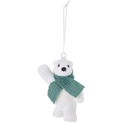 Ours blanc avec écharpe à suspendre 9x7xH5cm
