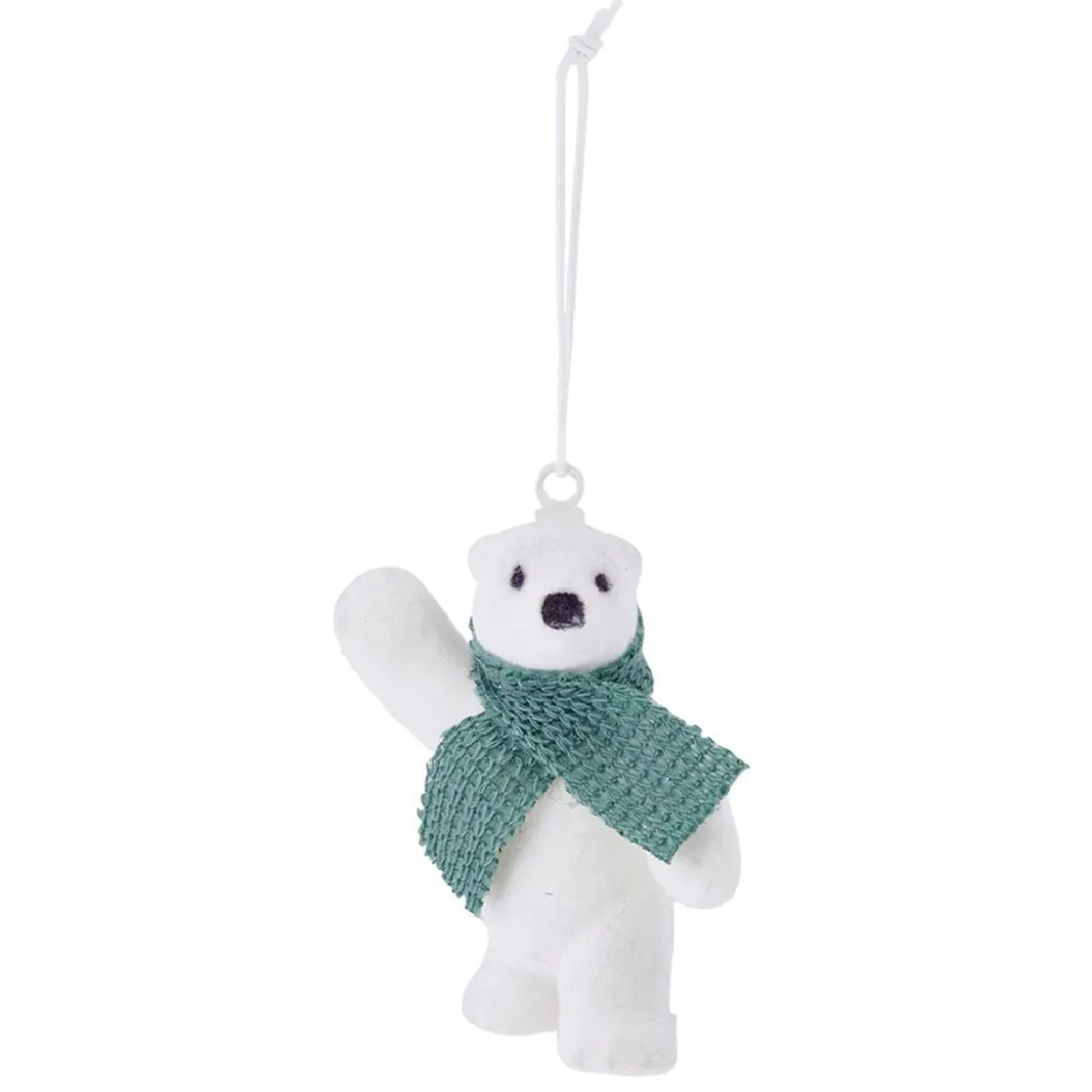 Ours blanc avec écharpe à suspendre 9x7xH5cm