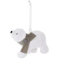 Ours blanc avec écharpe à suspendre 9x7xH5cm