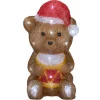 Ours de Noël avec tambour lumineux 25LED acrylique marron H30cm
