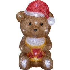 Ours de Noël avec tambour lumineux 25LED acrylique marron H30cm