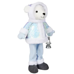 Ours de Noël à poser bleu ciel H52 cm