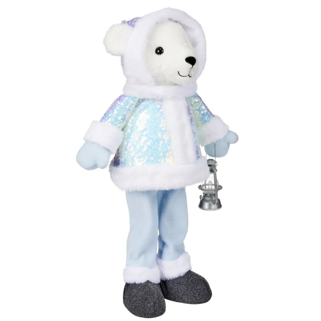 Ours de Noël à poser bleu ciel H52 cm