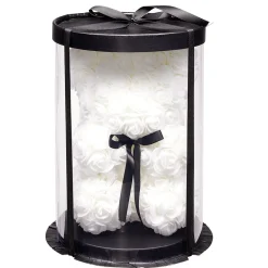 Ourson bouton de rose blanc 15x16xH23cm