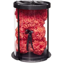Ourson bouton de rose rouge 15x16xH23cm