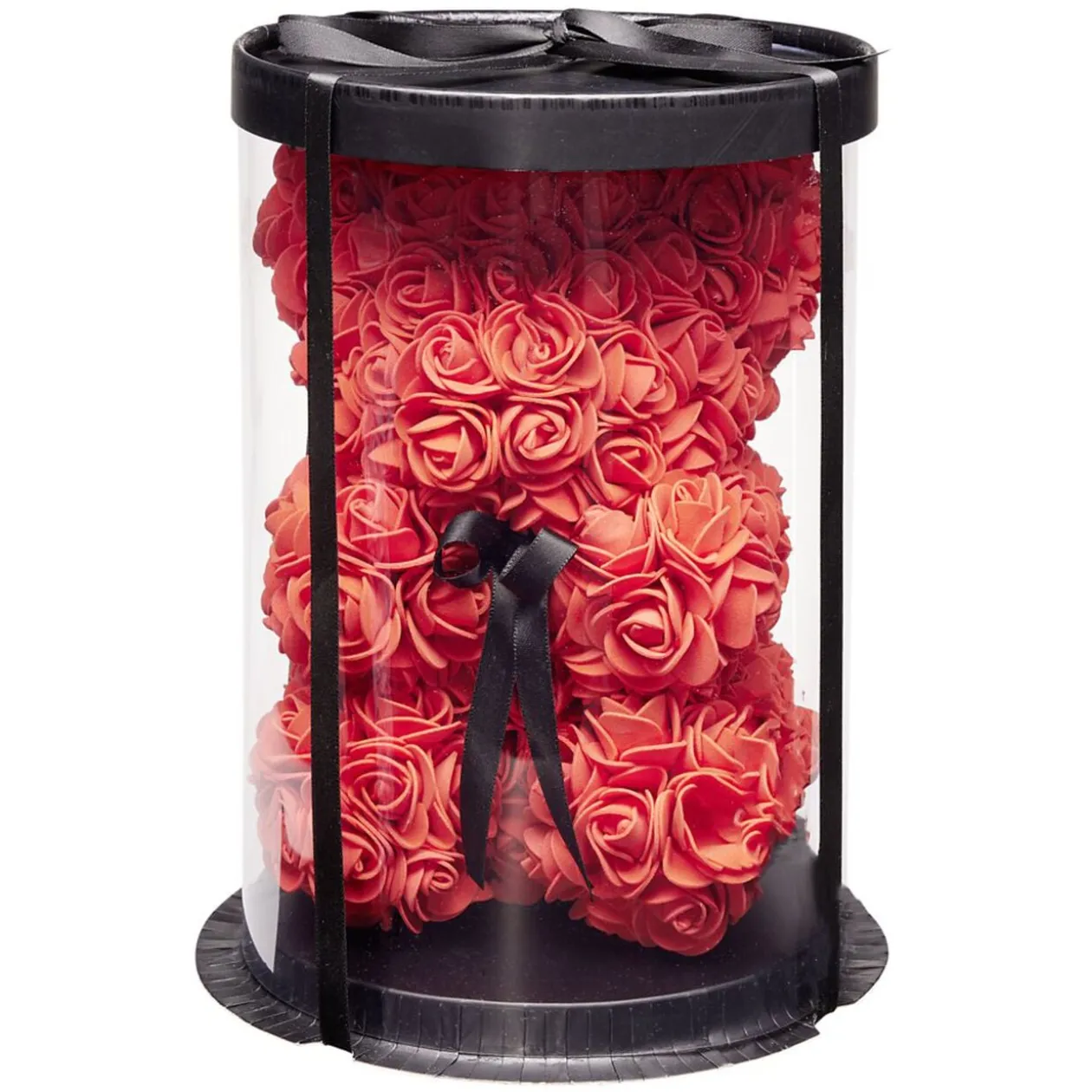 Ourson bouton de rose rouge 15x16xH23cm