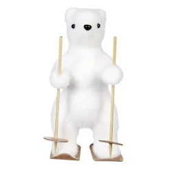 Ours à ski effet mousse blanc H16cm < Gifi Discount