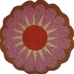 Paillasson coco rond forme fleur Ø60cm (2 modèles marron ou rose) < Gifi