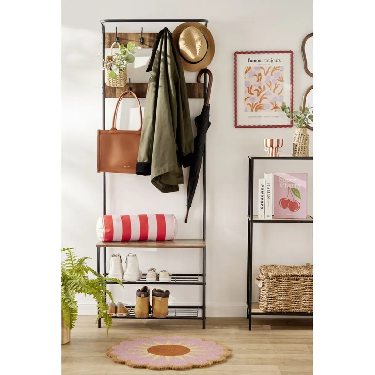 Paillasson coco rond forme fleur Ø60cm (2 modèles marron ou rose) < Gifi