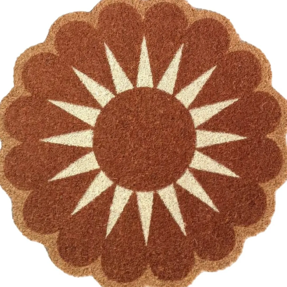 Paillasson coco rond forme fleur Ø60cm (2 modèles marron ou rose) < Gifi