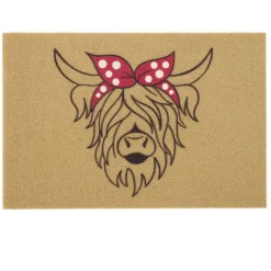Paillasson motif vache Highland extérieur abrité marron et rouge 40x60cm < Gifi Discount