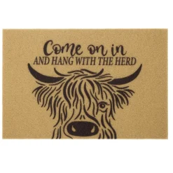 Paillasson motif vache Highland extérieur abrité marron 40x60cm < Gifi