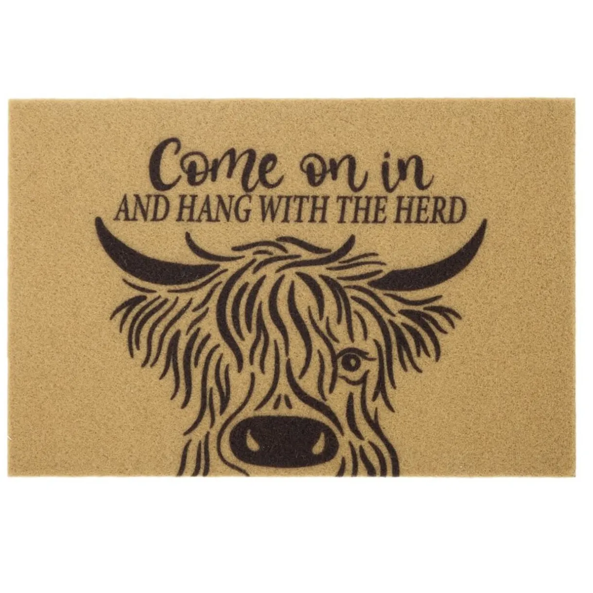 Paillasson motif vache Highland extérieur abrité marron 40x60cm < Gifi