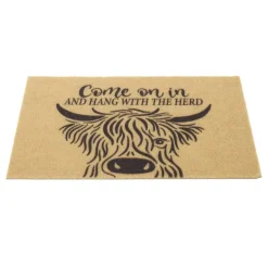 Paillasson motif vache Highland extérieur abrité marron 40x60cm < Gifi