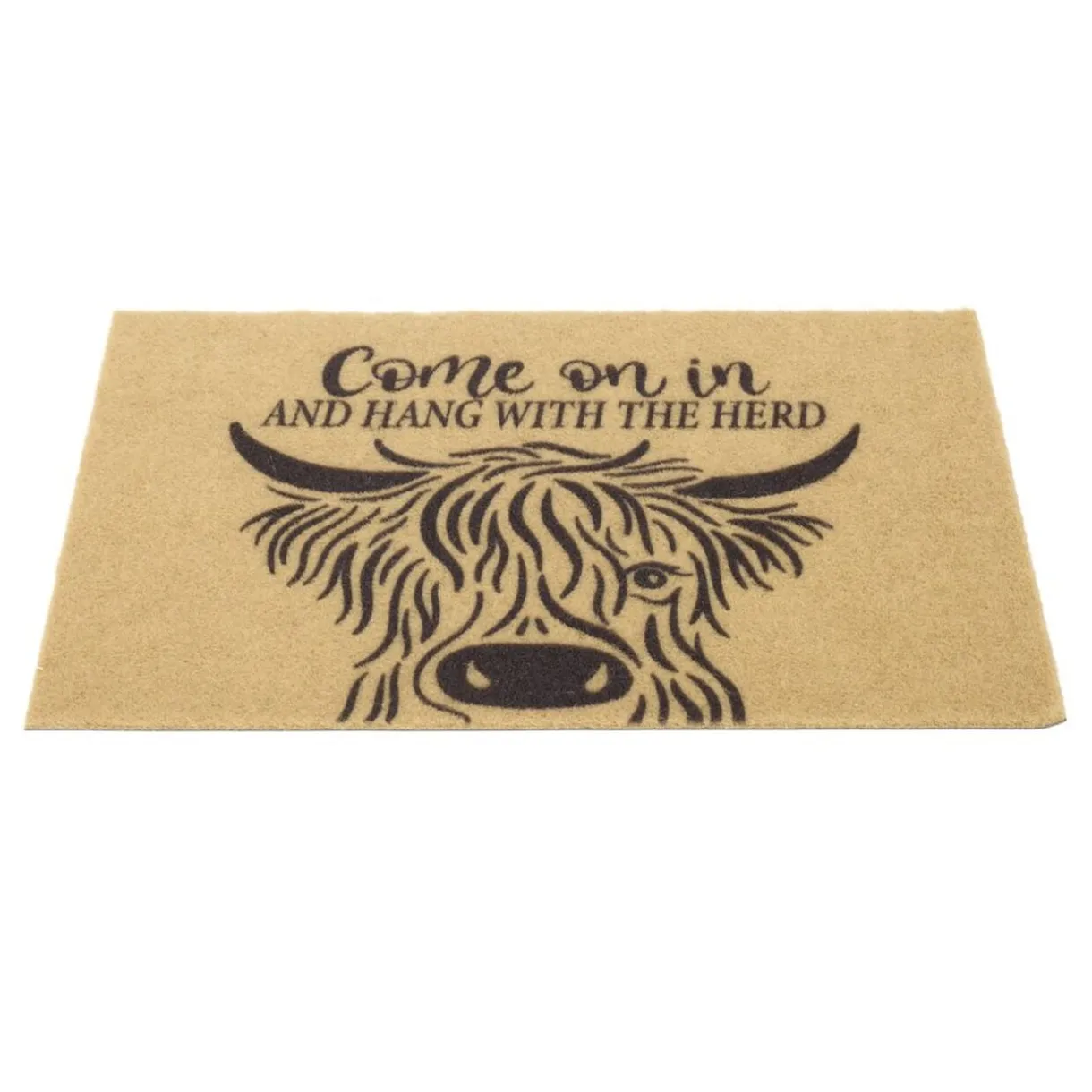 Paillasson motif vache Highland extérieur abrité marron 40x60cm < Gifi