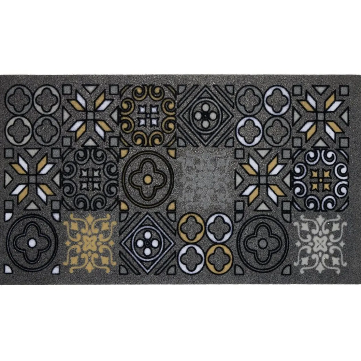 Paillasson rectangulaire noir design carreau de ciment 70x40 cm