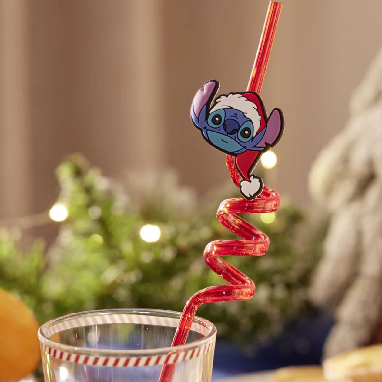 Paille enfant x4 Stitch Disney Noël plastique réutilisable L27cm