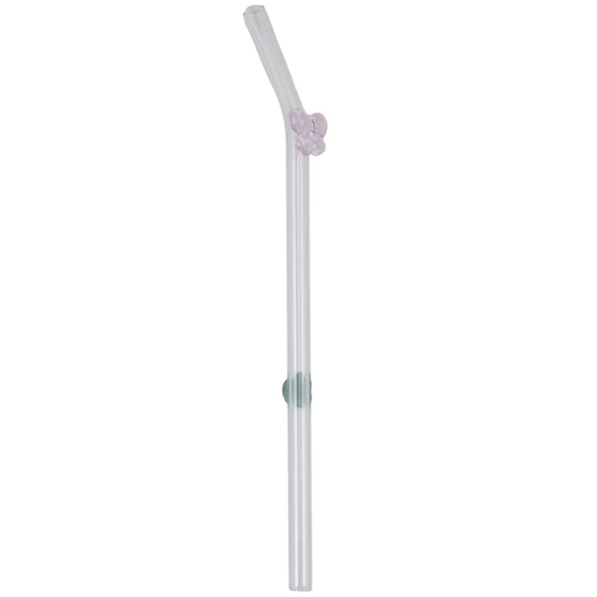 Paille en verre x4 réutilisable décor noeud rose avec brosse goupillon L20cm < Gifi